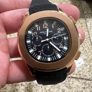 New Patek Philippe Aquanaut Automatic Watch Clone 40mm Gold Skeleton Black Strap